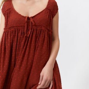Urban Outfitters Rust Orange Pleated Heart Frock Dress